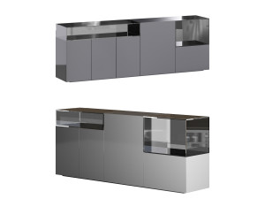 Black glass sideboard 3D 모델