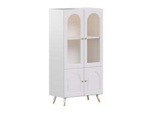 Cabinet Included White Closed Back Wooden Standard Bookcase 3D Model