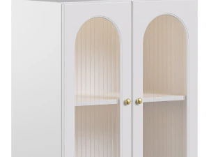 Cabinet Included White Closed Back Wooden Standard Bookcase 3D Model