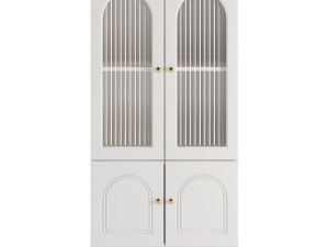 Cabinet Included White Closed Back Wooden Standard Bookcase 3D 모델