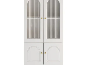 Cabinet Included White Closed Back Wooden Standard Bookcase 3D Model