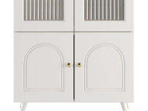 Cabinet Included White Closed Back Wooden Standard Bookcase 3D 모델