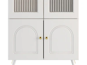Cabinet Included White Closed Back Wooden Standard Bookcase 3D Model