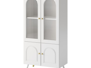 Cabinet Included White Closed Back Wooden Standard Bookcase 3D 모델