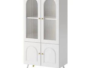 Cabinet Included White Closed Back Wooden Standard Bookcase 3D Model