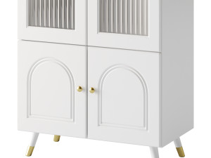 Cabinet Included White Closed Back Wooden Standard Bookcase 3D 모델