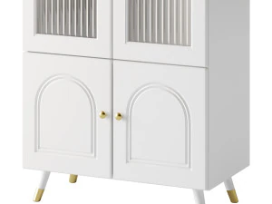 Cabinet Included White Closed Back Wooden Standard Bookcase 3D Model