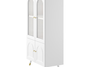 Cabinet Included White Closed Back Wooden Standard Bookcase 3D 모델