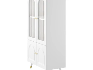 Cabinet Included White Closed Back Wooden Standard Bookcase 3D Model