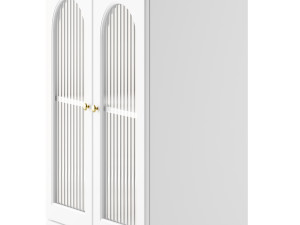 Cabinet Included White Closed Back Wooden Standard Bookcase 3D 모델