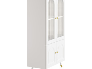 Cabinet Included White Closed Back Wooden Standard Bookcase 3D 모델