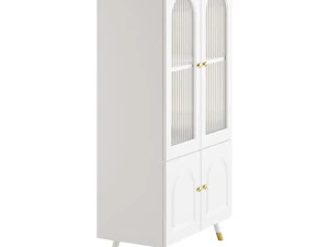 Cabinet Included White Closed Back Wooden Standard Bookcase 3D Model