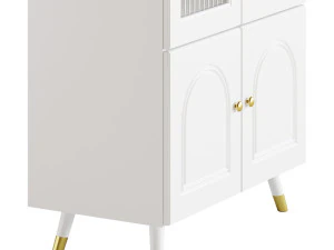 Cabinet Included White Closed Back Wooden Standard Bookcase 3D Model