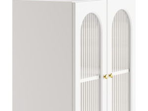 Cabinet Included White Closed Back Wooden Standard Bookcase 3D 모델