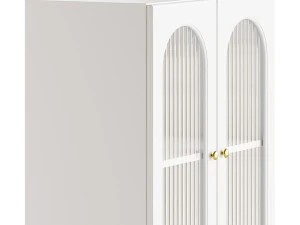 Cabinet Included White Closed Back Wooden Standard Bookcase 3D Model
