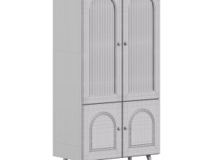 Cabinet Included White Closed Back Wooden Standard Bookcase 3D 모델