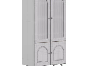 Cabinet Included White Closed Back Wooden Standard Bookcase 3D Model