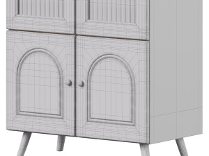 Cabinet Included White Closed Back Wooden Standard Bookcase 3D 모델