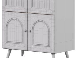 Cabinet Included White Closed Back Wooden Standard Bookcase 3D Model
