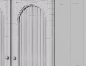 Cabinet Included White Closed Back Wooden Standard Bookcase 3D Model