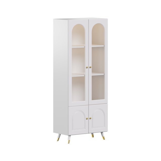 Cabinet Included White Closed Back Wooden Standard Bookcase 2 3D Модель .c4d .max .obj .3ds .fbx .stl .blend