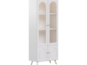 Cabinet Included White Closed Back Wooden Standard Bookcase 2 3D Model