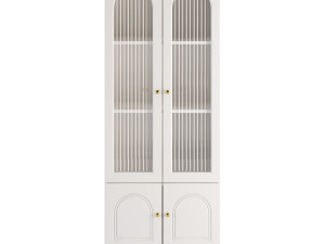 Cabinet Included White Closed Back Wooden Standard Bookcase 2 3D Модель