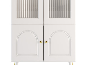 Cabinet Included White Closed Back Wooden Standard Bookcase 2 3D Модель