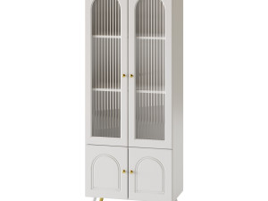 Cabinet Included White Closed Back Wooden Standard Bookcase 2 3D Модель