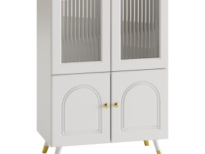 Cabinet Included White Closed Back Wooden Standard Bookcase 2 3D Модель