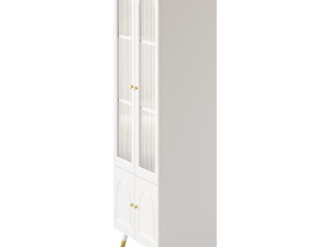 Cabinet Included White Closed Back Wooden Standard Bookcase 2 3D Модель