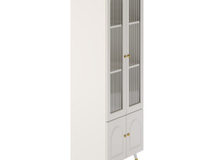 Cabinet Included White Closed Back Wooden Standard Bookcase 2 3D Модель