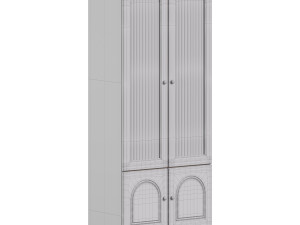 Cabinet Included White Closed Back Wooden Standard Bookcase 2 3D Модель