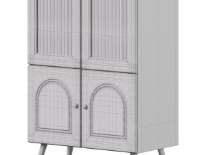 Cabinet Included White Closed Back Wooden Standard Bookcase 2 3D Модель