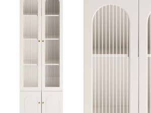 Cabinet Included White Closed Back Wooden Standard Bookcase 3 3D Модель