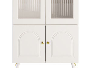 Cabinet Included White Closed Back Wooden Standard Bookcase 3 3D Модель