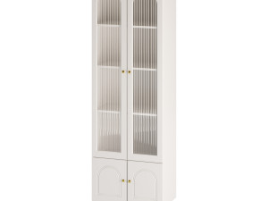 Cabinet Included White Closed Back Wooden Standard Bookcase 3 3D Модель