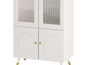 Cabinet Included White Closed Back Wooden Standard Bookcase 3 3D Модель