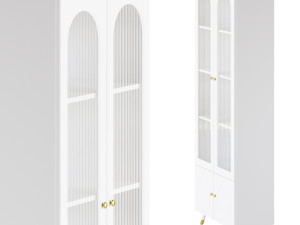 Cabinet Included White Closed Back Wooden Standard Bookcase 3 3D Модель