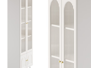 Cabinet Included White Closed Back Wooden Standard Bookcase 3 3D Модель
