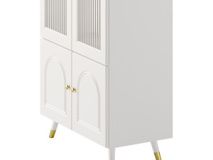 Cabinet Included White Closed Back Wooden Standard Bookcase 3 3D Модель