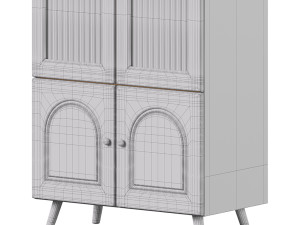 Cabinet Included White Closed Back Wooden Standard Bookcase 3 3D Модель