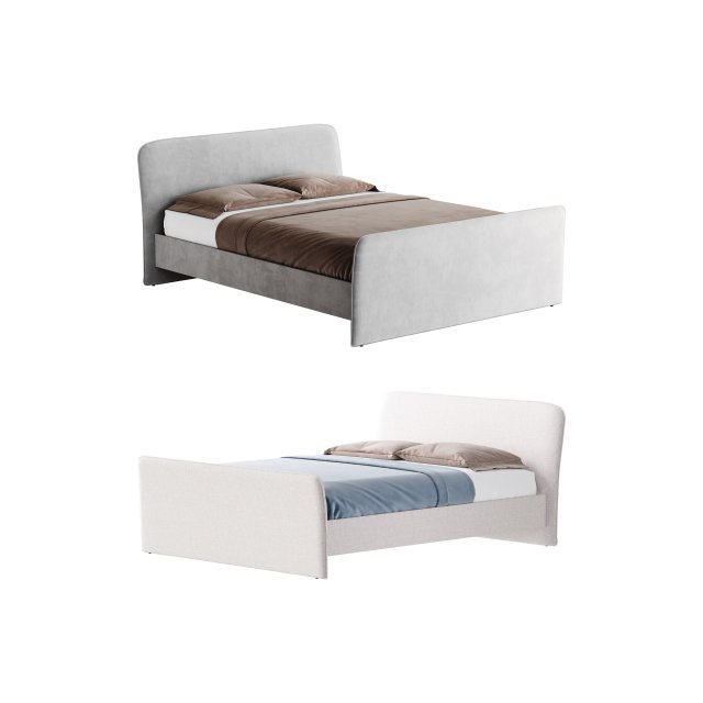 CAMERANO CREAM UPHOLSTERED QUEEN SLEIGH BED 3D Модель .c4d .max .obj .3ds .fbx .stl .blend 