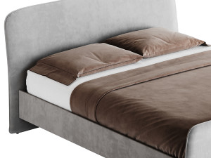 CAMERANO CREAM UPHOLSTERED QUEEN SLEIGH BED 3D Модель