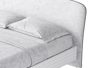 CAMERANO CREAM UPHOLSTERED QUEEN SLEIGH BED 3D Модель
