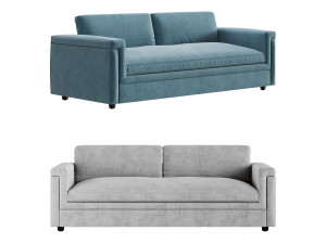 CEVA LIGHT BLUE PERFORMANCE VELVET SLEEPER SOFA 3D Model
