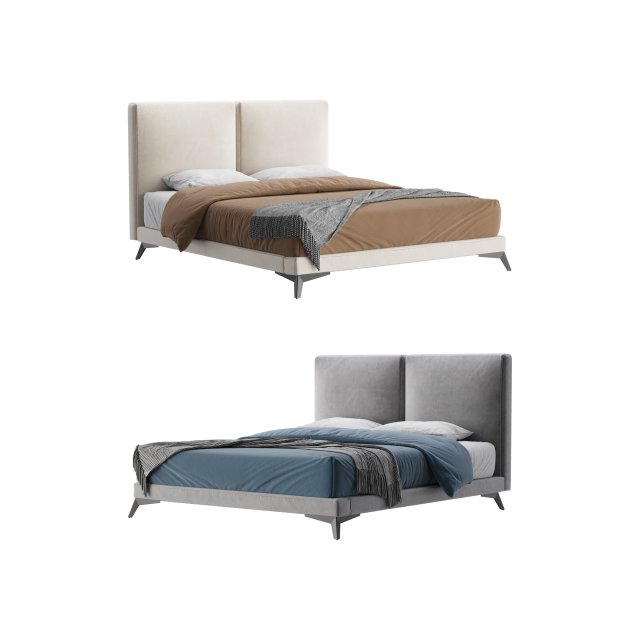 Clara White Suede Fabric Modern Bed 3D Модель .c4d .max .obj .3ds .fbx .stl .blend 