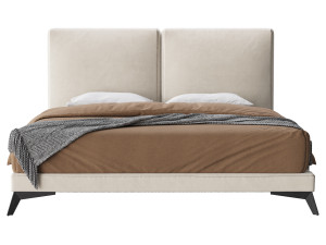 Clara White Suede Fabric Modern Bed 3D Модель