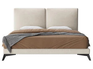 Clara White Suede Fabric Modern Bed 3D Model