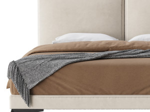 Clara White Suede Fabric Modern Bed 3D Модель